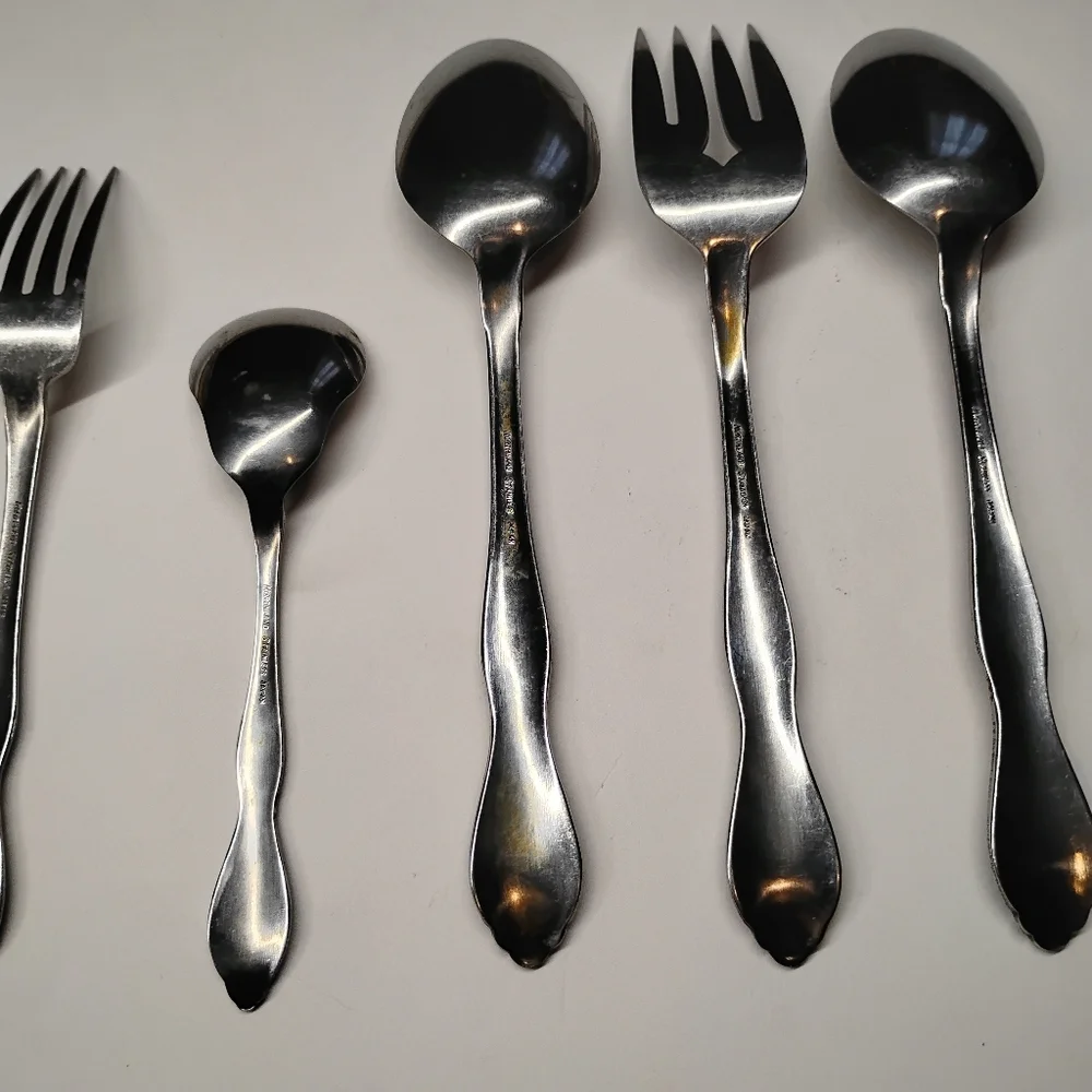 Northland Stainless Serving Fork & Spoons Oneida Carolina‎ Pattern Japan